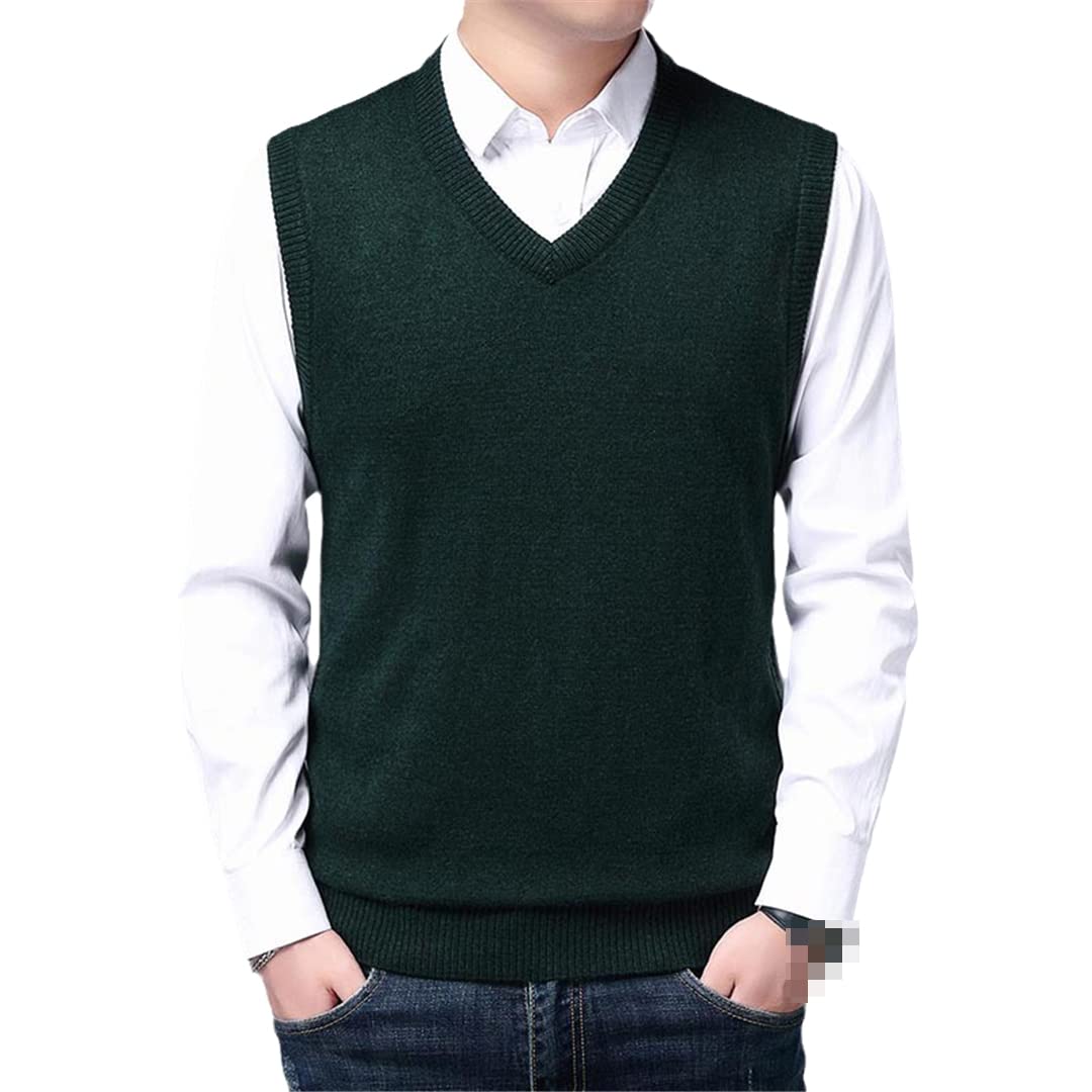 Ruereuu Men's Knit Sleeveless Vest Top Pullover Wool Sweater