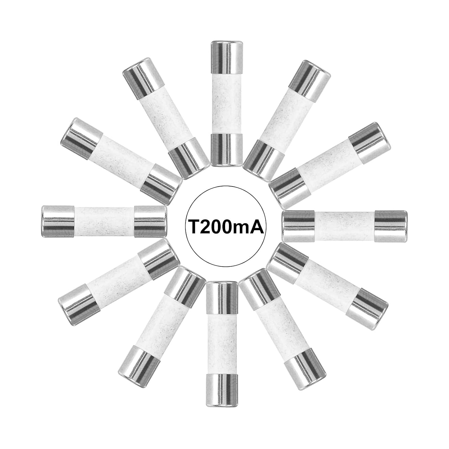 MECCANIXITY 10Pcs 5x20mm Ceramic Fuse 250V Slow Blow Ceramic Fuses Miniature Fuses for LCD TV (T200mA)