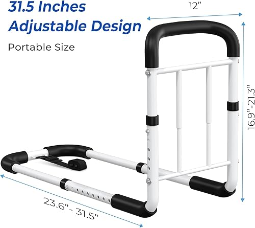 Miniatura 4 de Riel de cama  Rieles de cama para adultos mayores  Bastón de cama ajustable con mango ergonómico antideslizante y bolsillo de almacenamiento,