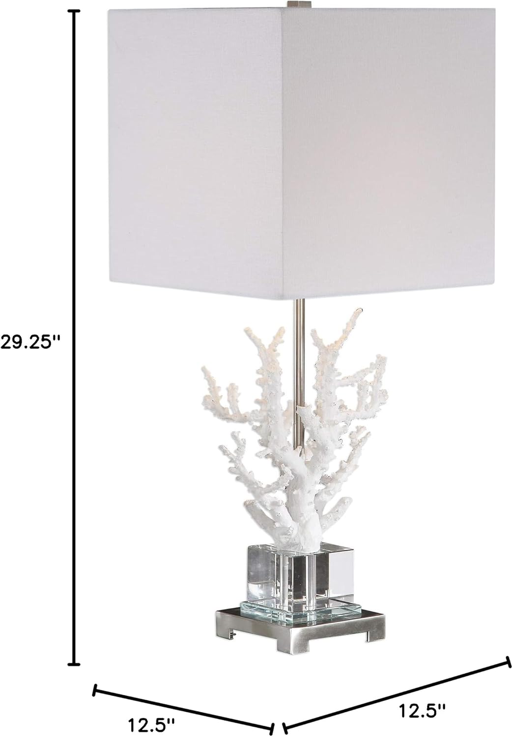 MY SWANKY HOME Elegant White Branch Coral Crystal Coastal Table Lamp | Organic Sculpture Luxe