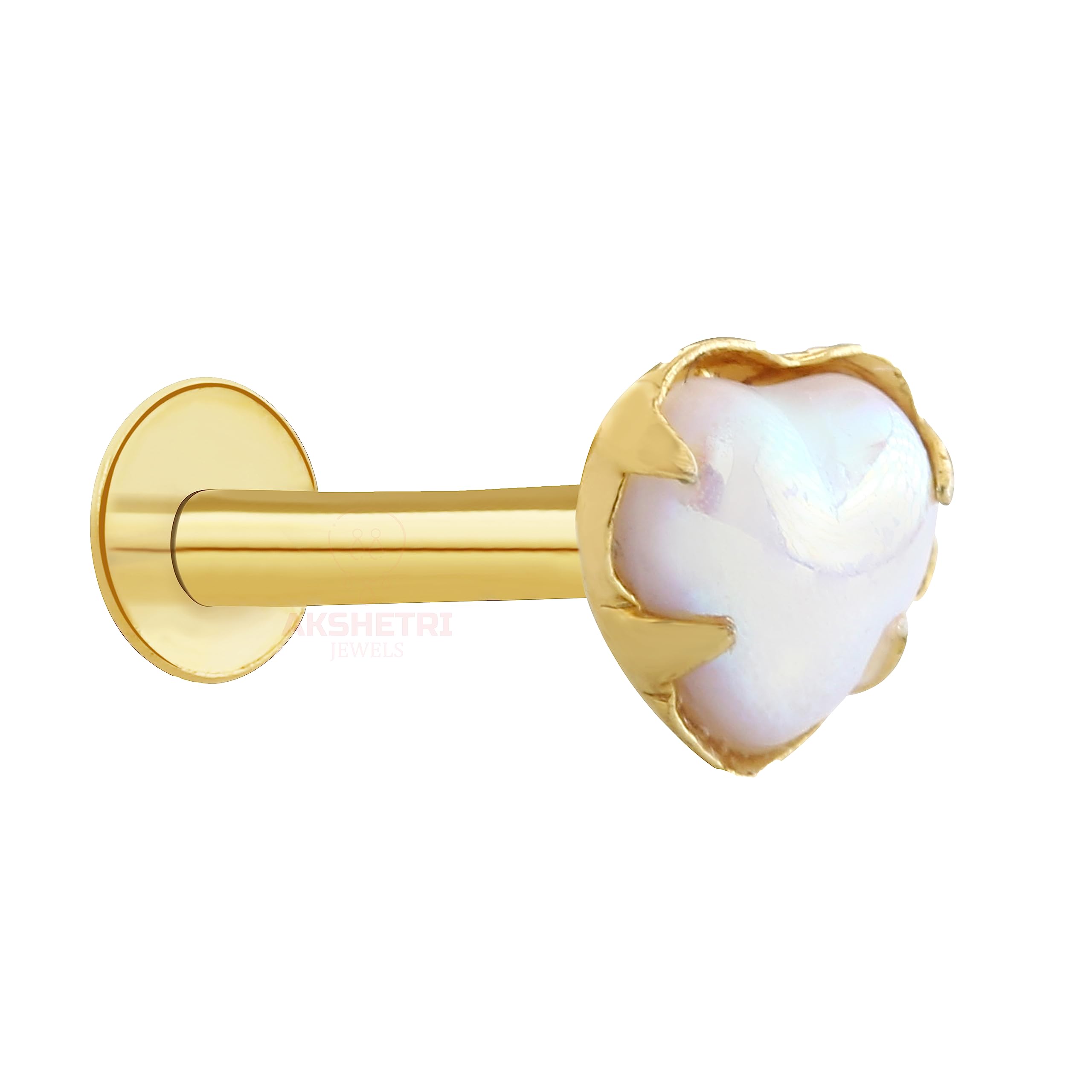 Akshetri Heart Shape Diamond 14K Pure Yellow Gold Nose Pins Studs Jewellery For Women And Girl (Pack of 1) (heart white) (B0CCRMKMTB) Amazon Price History, Amazon Price Tracker