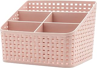 حاوية تخزين بسيطة من جينيريك، صندوق تخزين بلاستيكي زهري لسطح المكتب 5 اقسام لمستحضرات التجميل والقرطاسية والمنزل والمطبخ