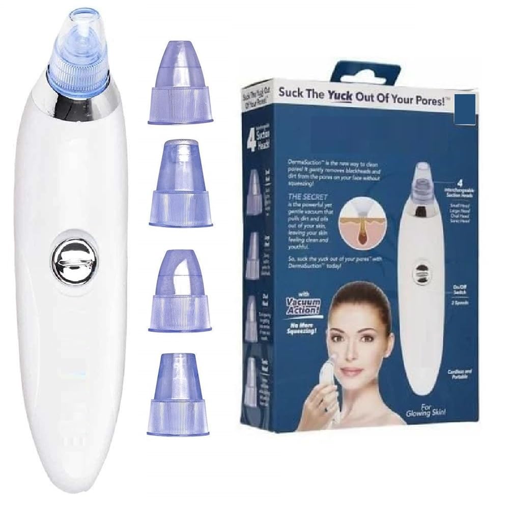 Viulvuk 4-in-1 Electric Derma Blackhead Remover Tool for Clearer Skin | Vacuum Suction Machine for Whitehead | Facial Cleanser Device for Face | Acne Pimple Pore Cleaner Tools for Nose