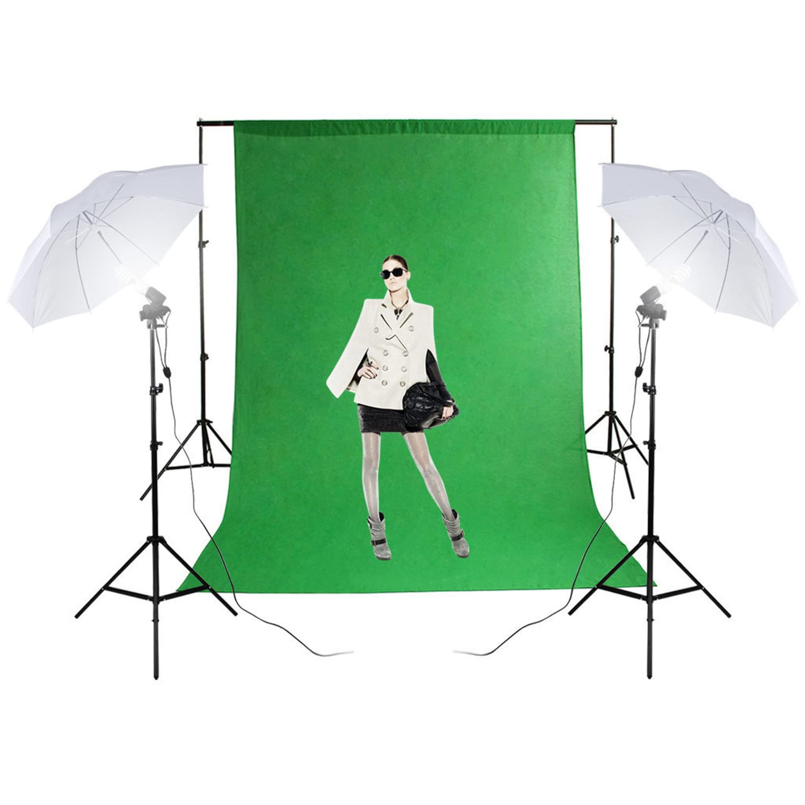 Bonnlo 2 x 3 m Support de Fond Photo, Support Toile de Fond Réglable avec 3 Pinces, Un Sac de Transport et 2 Sacs de Sable, pour Professionnel Fond Studio Photo, Photographie Portrait.
