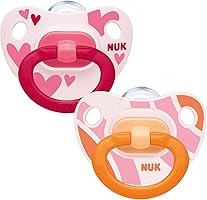 NUK Happy Days Baby Dummies, Butterfly and Balloon OR Hearts and Stripes, 6-18 Months, Silicone, BPA Free, 2 Count...