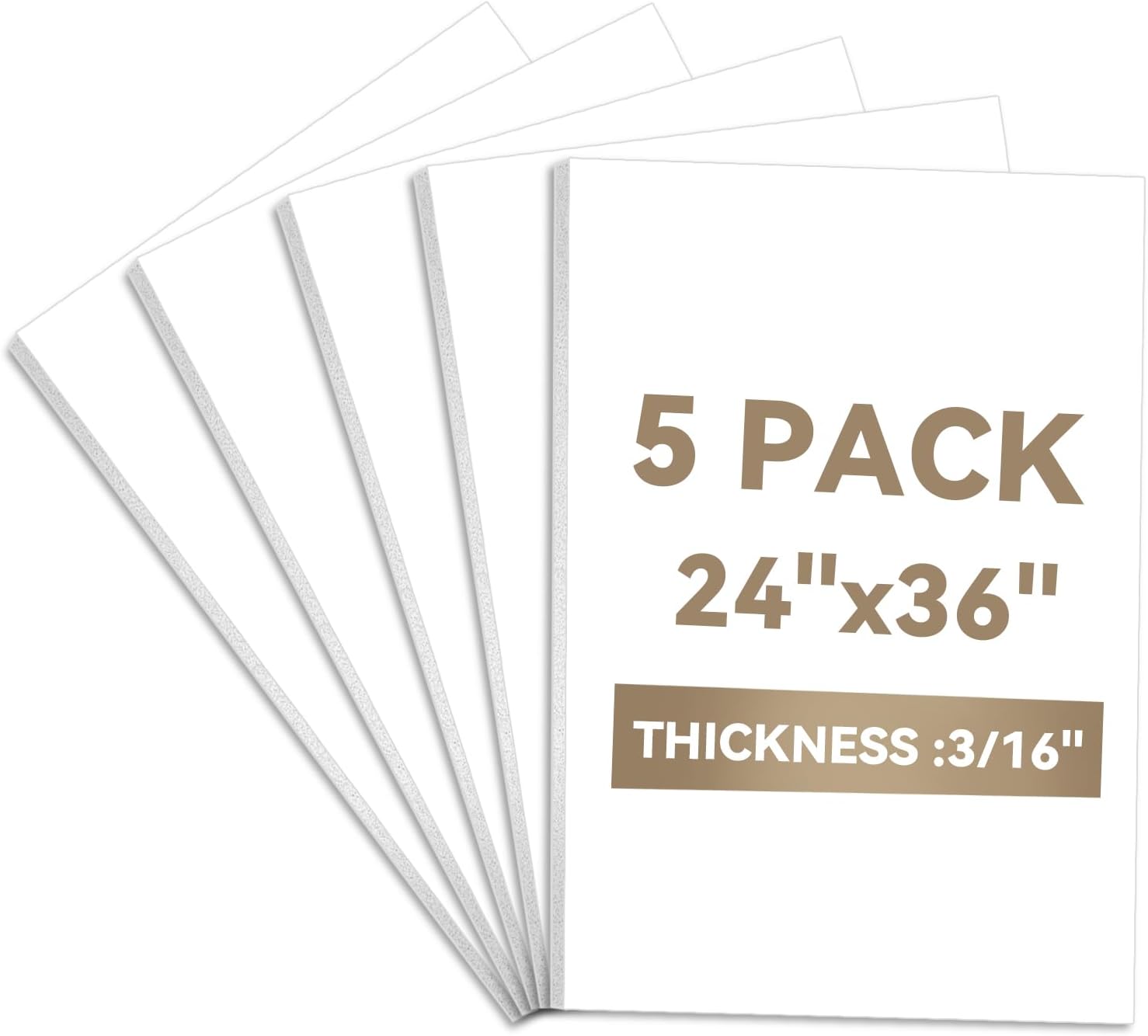 24x36 White Foam Boards (3/16 Thick), 5 Packs of Foam Core Boards, Poster Board Perfect for Signage, Displays, Backdrops, DIY Projects & Office Use