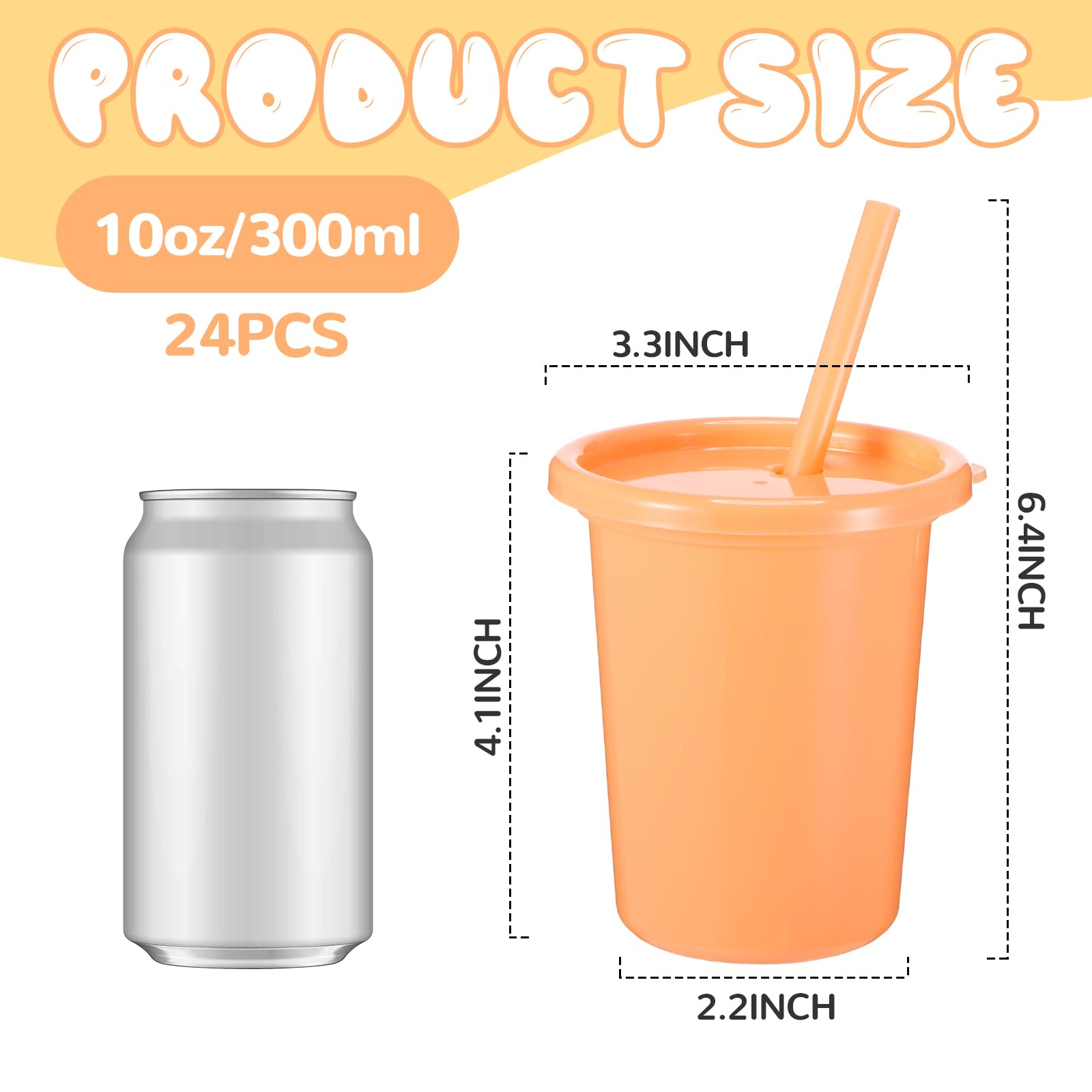 Nuanchu 24 Stück Becher mit Deckel und Strohhalmen, wiederverwendbare Becher mit Selbstaufklebern, Kunststoff-Wasserflasche, Eiskaffee, Reisebecher, Erwachsene, Kunststoff für Party, Macaron-Farben