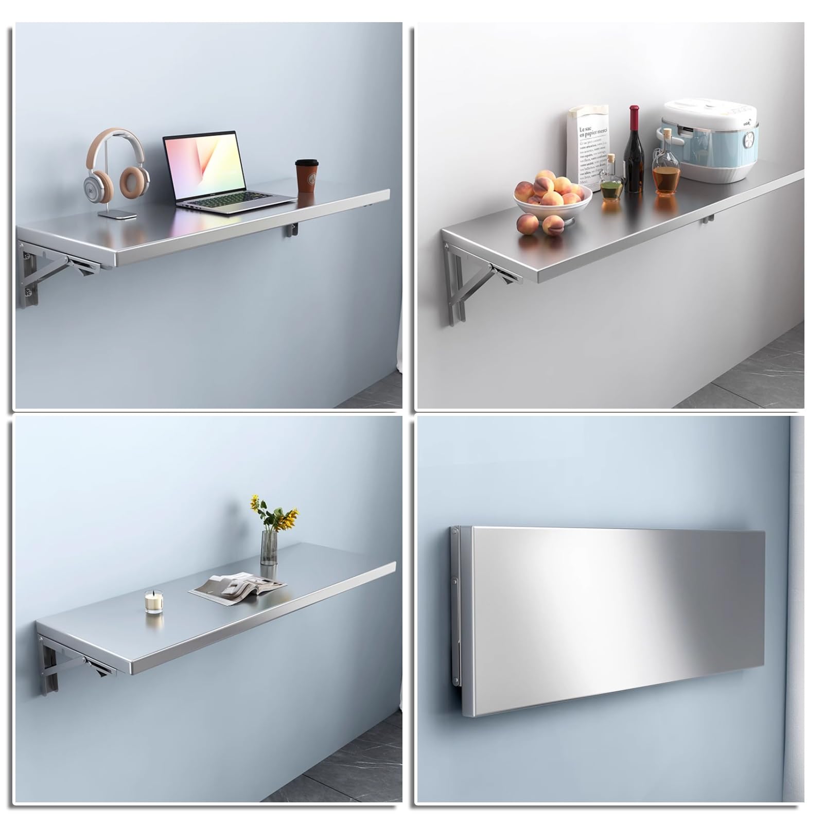 Mesa Plegable Flotante Montada En La Pared, Escritorios para Estaciones De Trabajo,Mesa Colgante Que Ahorra Espacio Estudio, Dormitorio, Baño O Balcón(50 * 30cm)
