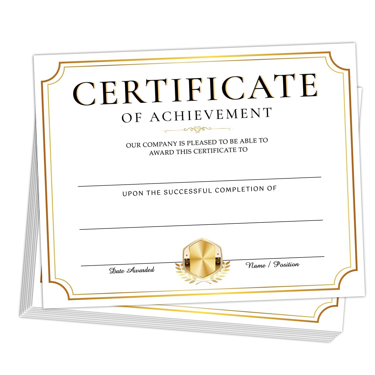 25 PCS Award Achievement Certificates of Completion, Recognition Awards, 8x10 Inch Paper for School Students, Teachers, Employees