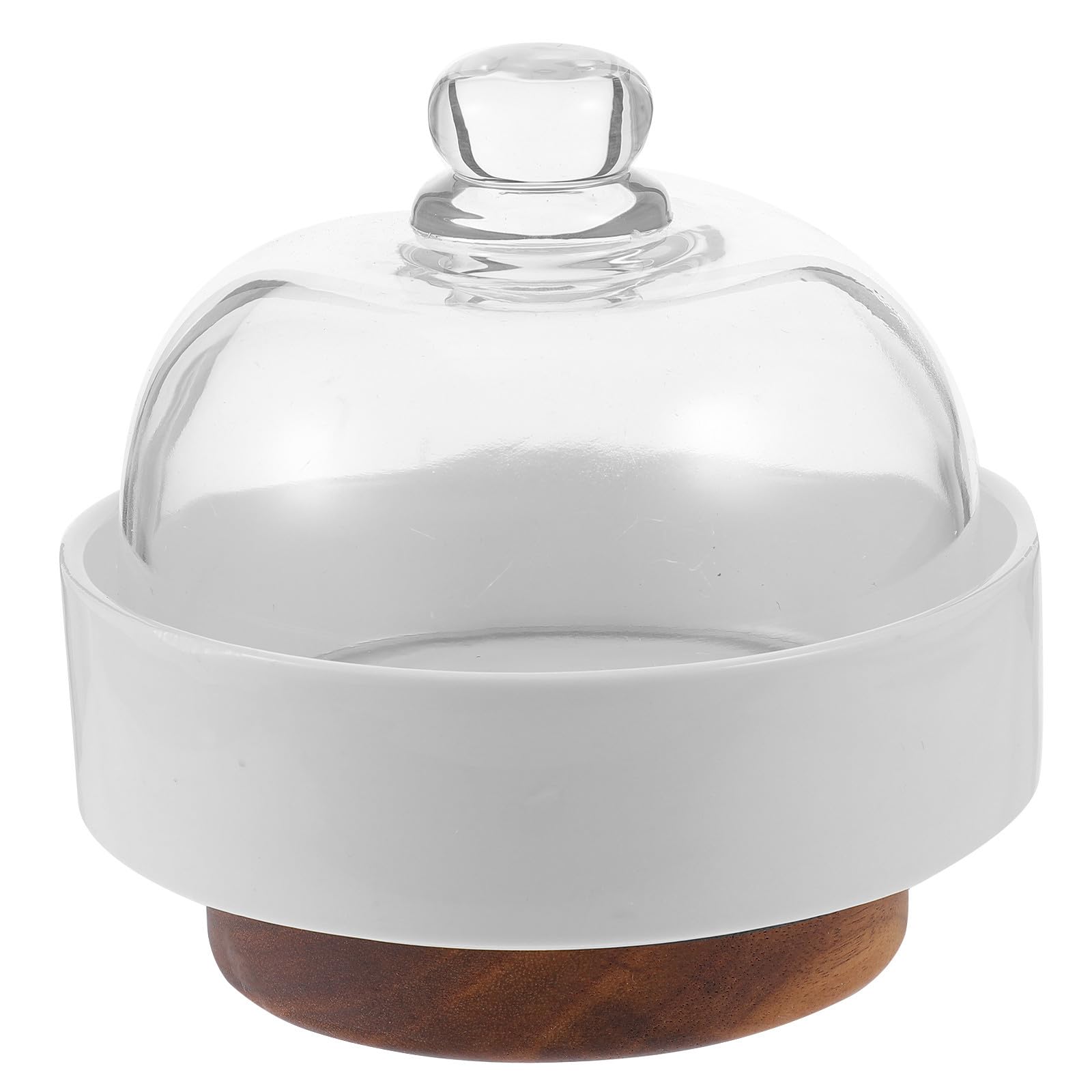 Plateau à gâteau rond support céramique avec dôme cloche en verre pour pâtisserie maison