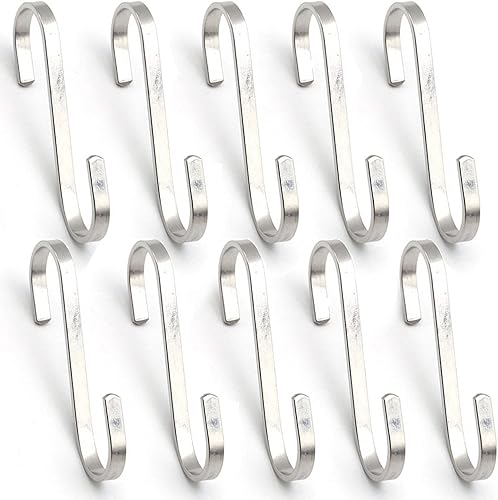 Ganchos S - Paquete de 10 ganchos en S de acero inoxidable 304 resistentes para utensilios de cocina, ollas y sartenes, plantas, ganchos en forma de