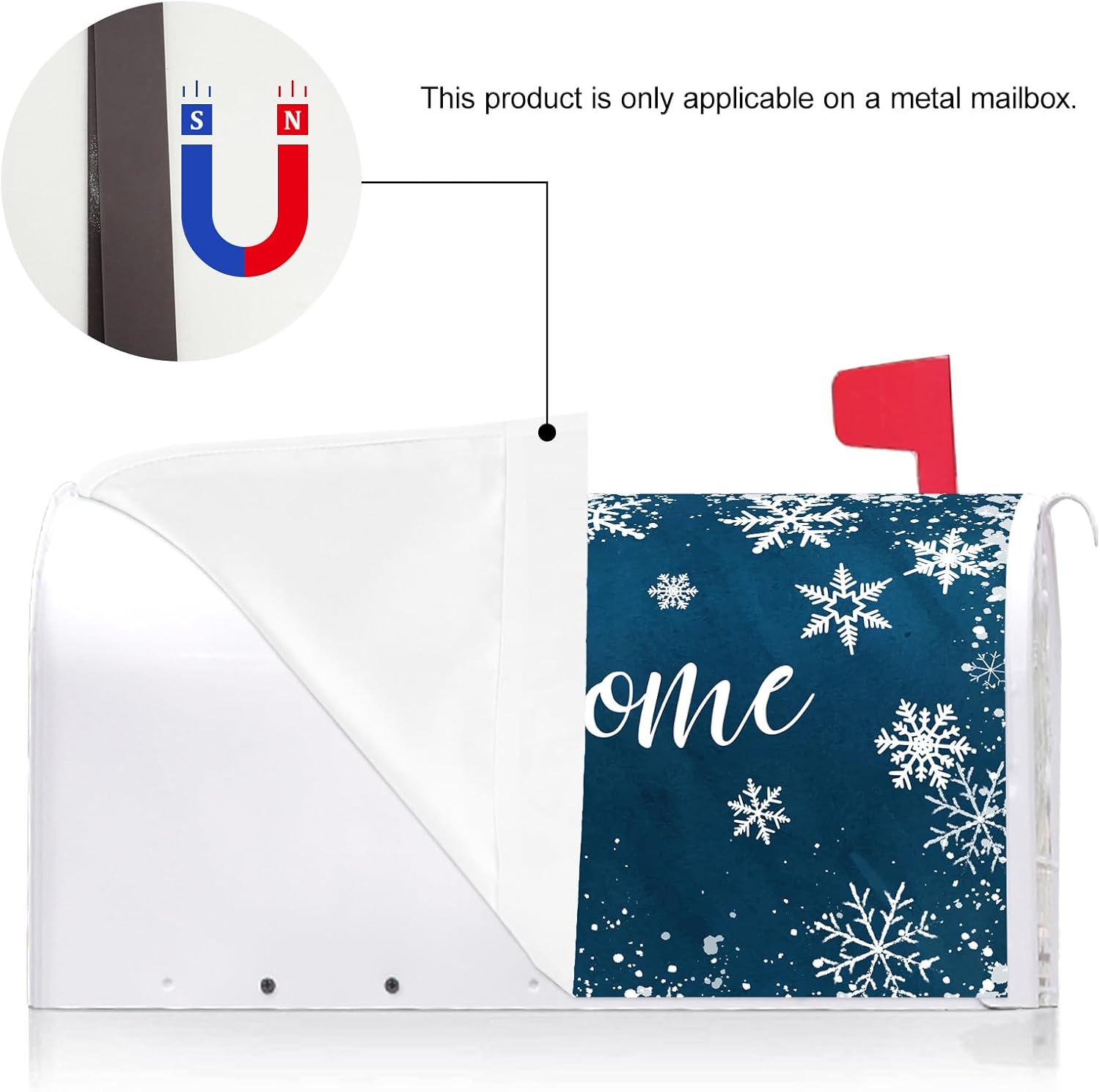 Texupday Welcome Winter Christmas Snowflakes Decoration Mailbox Cover with Magnetic Strip Holiday Mailbox Wraps Post Letter Box Cover Standard Size 21" X 18" for Garden Outdoor Yard Decor