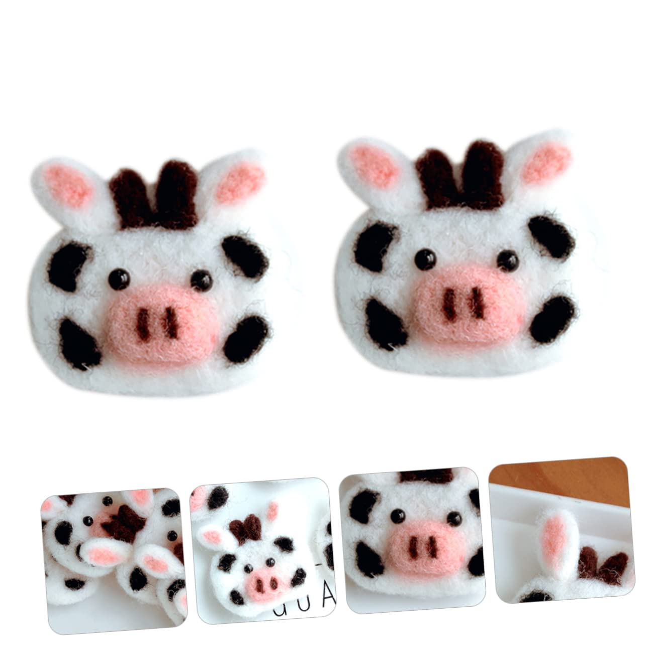 ERINGOGO 2Pcs DIY Felt Cow Hair Clip Embellishment Tools for Cute Decoration for Headbands Hair Accessories and Crafting Projects