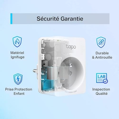 Tapo Prise Connectée WiFi, Prise Intelligente compatible avec Alexa et Google Home, 10A Type F, Contrôler le radiateur, la cafetière, la lampe à distance, aucun hub requis, Tapo P100(1-pack) - 7