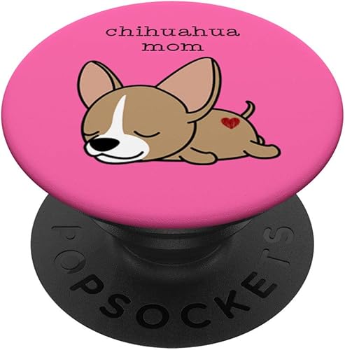 Chihuahua Mom Funny Dog Mobile Accessory Gift Pink - PopSockets Grip and Stand for Phones and Tablets Negro