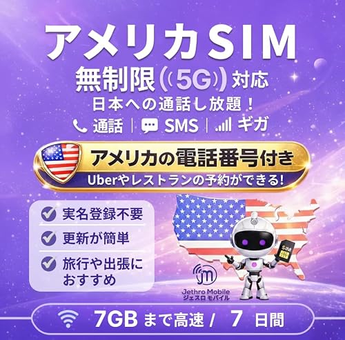 ����SIM�� �A�����J �n���CSIM 7���� �����f�[�^ 7GB �č������ʘb/���{�ւ̍��ےʘb/SMS/�e�U�����O �v���y�C�h SIM�J�[�h �i��SIM �W�F�X�����o�C��