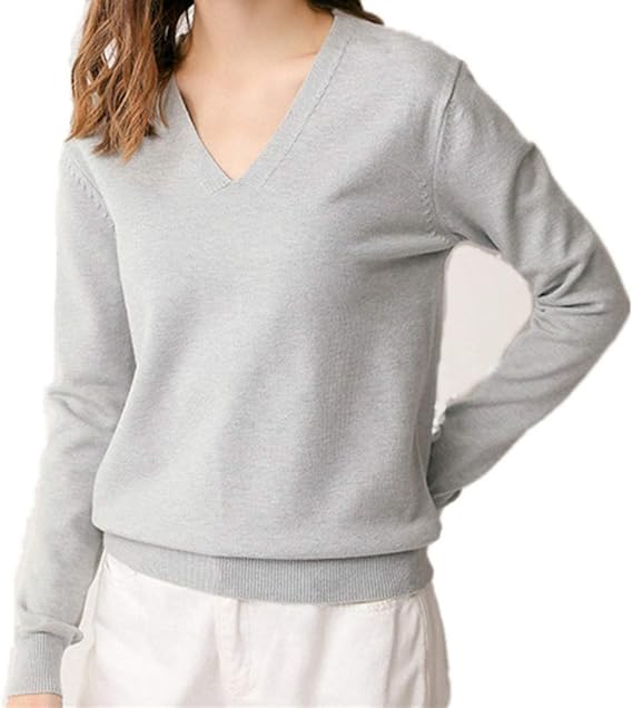 Amazon レディース セーター Vネックニットセーター A C レディース カットソー 美シルエット 新 かい ニットセーター オフィスセーター 無地 長袖 半袖 前開き カジュアル トップス 春夏秋 グレー M セーター 通販