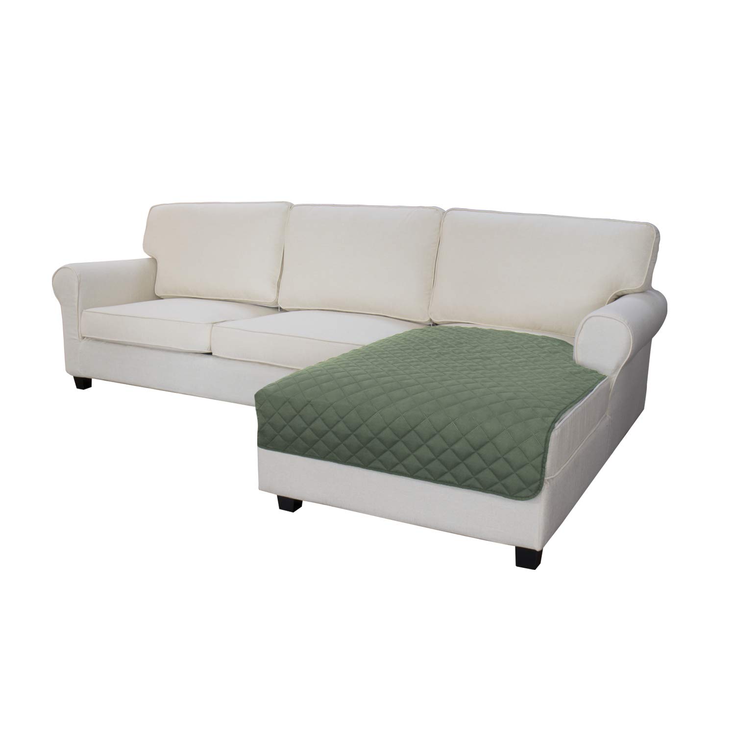 Easy-Going Microfiber Sofa Slipcover L Shape Sectional Couch Cover 42 X 68 Inches Rectangular Chaise Lounge Cover Reversible Sofa Cover Furniture For Pets Kids Children(Greyishgreen/Greyishgreen)