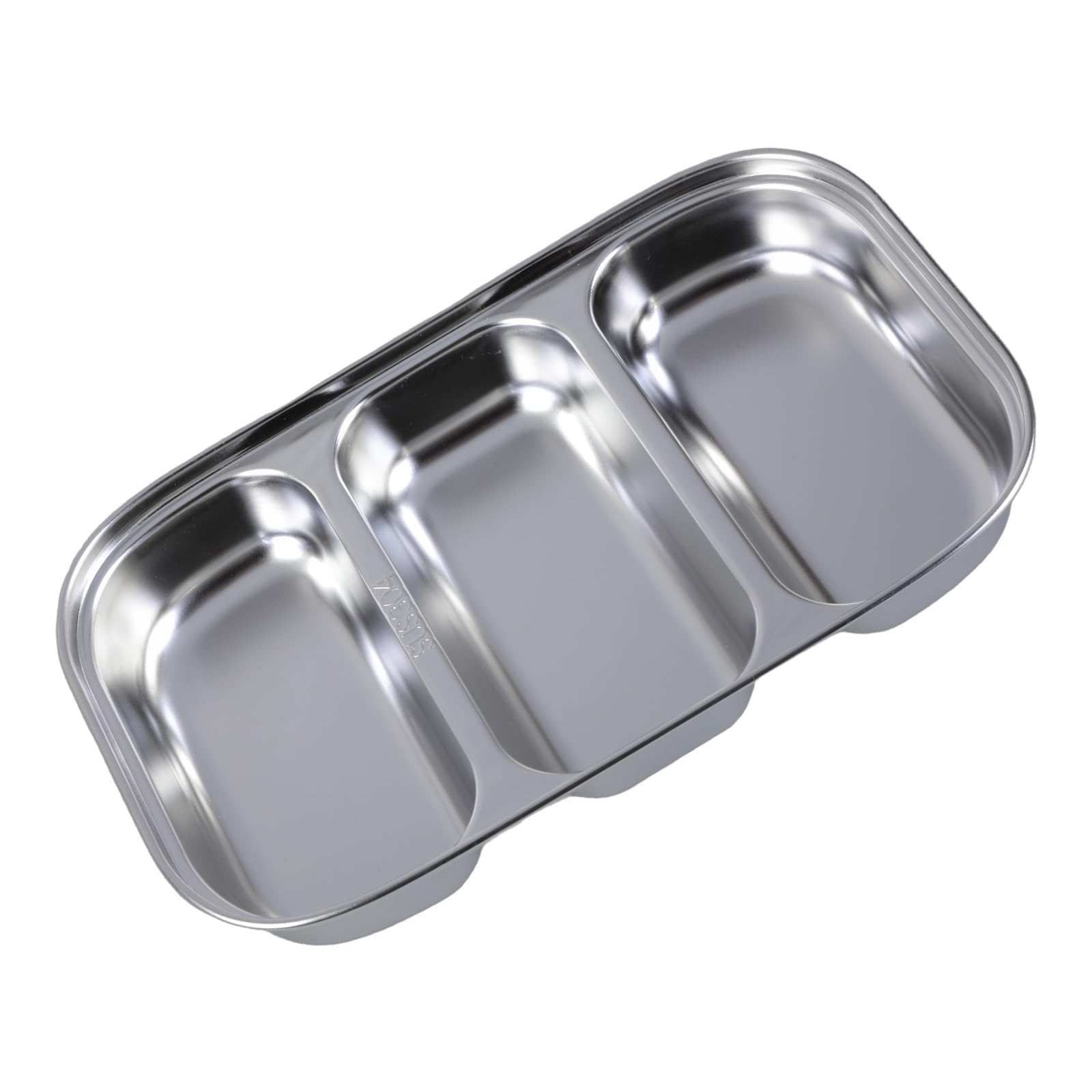 Beimus Sturdy 304 Stainless Steel Meal Tray with Multiple Compartments, Suitable for Picnics and Camping Resistant Dinnerware