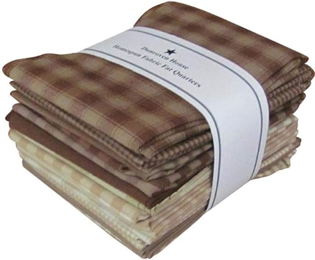 Dunroven House Homespun Fat Quarters-Brown and Natural (Piece of 12), Cotton, 18 by 21-Inch