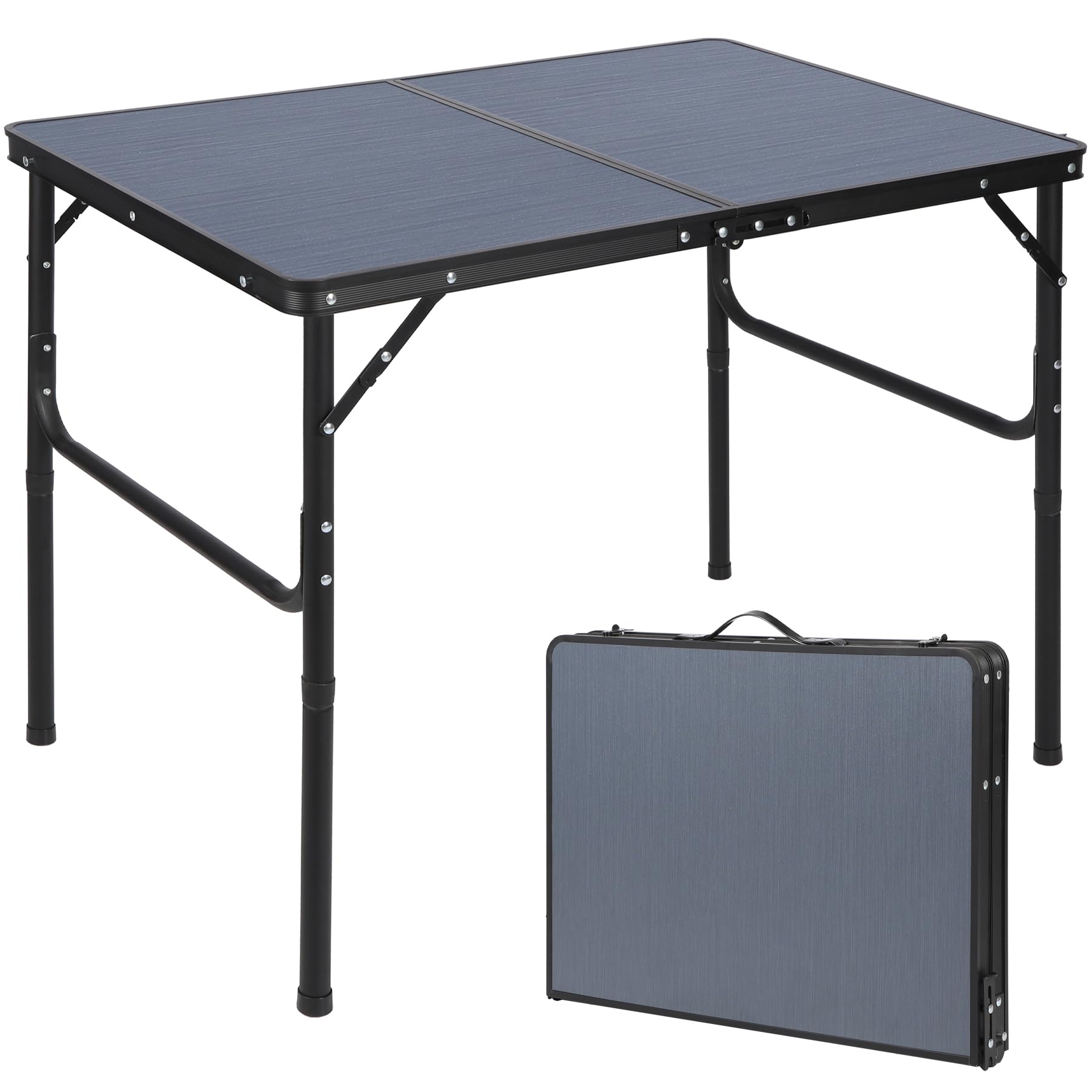 REDCAMP Folding Camping Table with Adjustable Height, Light Portable Folding Table Camping Table 90x60cm for Indoor and Outdoor, Balcony, Market, Kitchen, Dark Grey