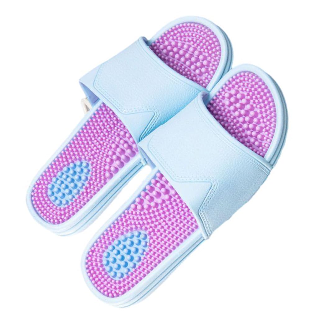 Massage slippers for men,indoor Therapeutic Reflexology Sandals for Acupoint Massage Arch Pain Relief Non-Slip Massage Shoes for Bath Shower,Foot Massage Slippers(Size:EU 38/39,Color:Blue pink)