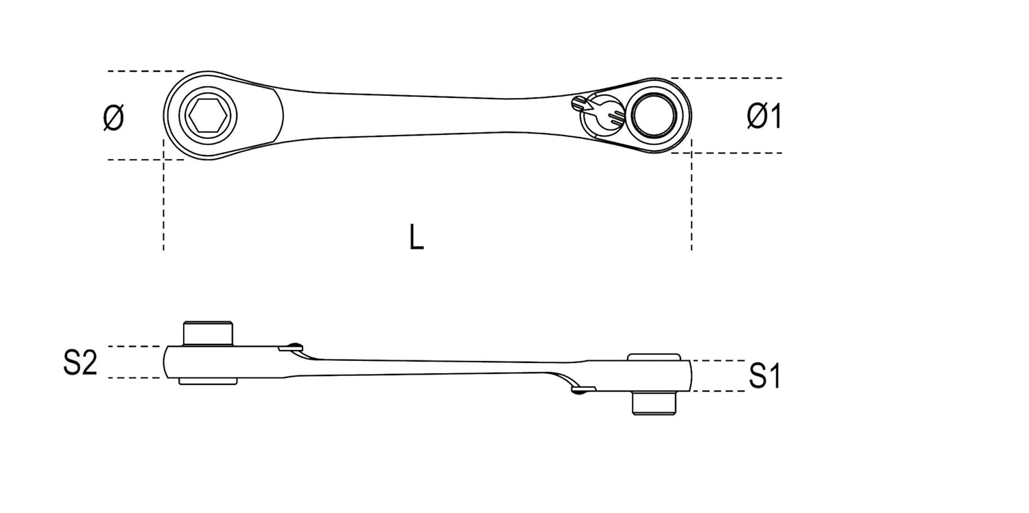 Beta 194 1/4" x 5/16" Reversible Ratcheting Socket Wrench, with Chrome Plated
