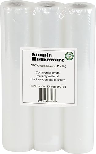 Miniatura 5 de SimpleHouseware - 2 paquetes de rollos de sellado al vació de 8 x 50 almacenamiento de alimentos compatible con Foodsaver Sous Vide total 100pies