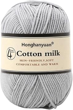 Soft Cotton Milk Yarn for Knitting and Crocheting - 50g Skein, 4-Ply Worsted Handmade Thread, 110m, 2.0mm Thickness, Skin-Friendly & Comfortable