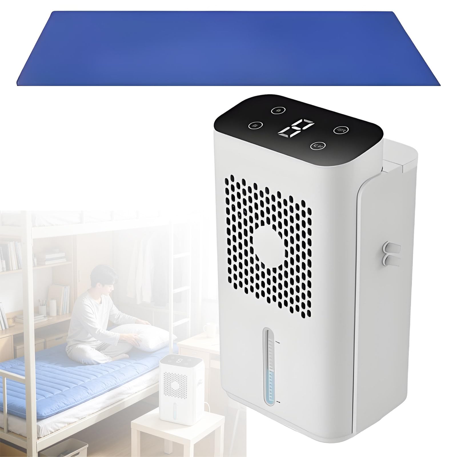 DzkZen Cooling Mattress Topper, Cooling Pad For Bed, Touch Lcd Panel, Wind & Time Adjustable, For Hot Sleepers And Night Sweats 140 * 160cm