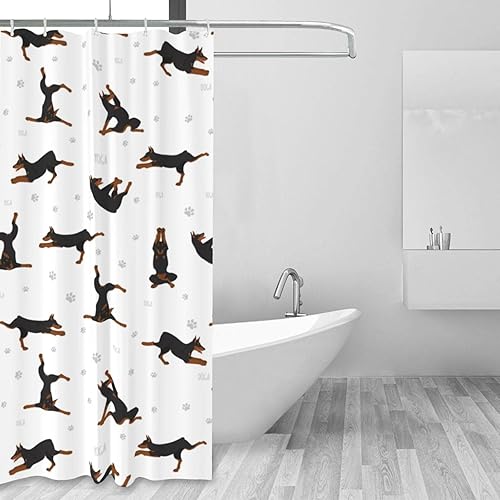 Miniatura 2 de Dog Doberman - Cortina de ducha de plástico de 60 x 72 pulgadas, cortinas de ducha extra largas para baño, juego de cortinas de baño con ganchos,