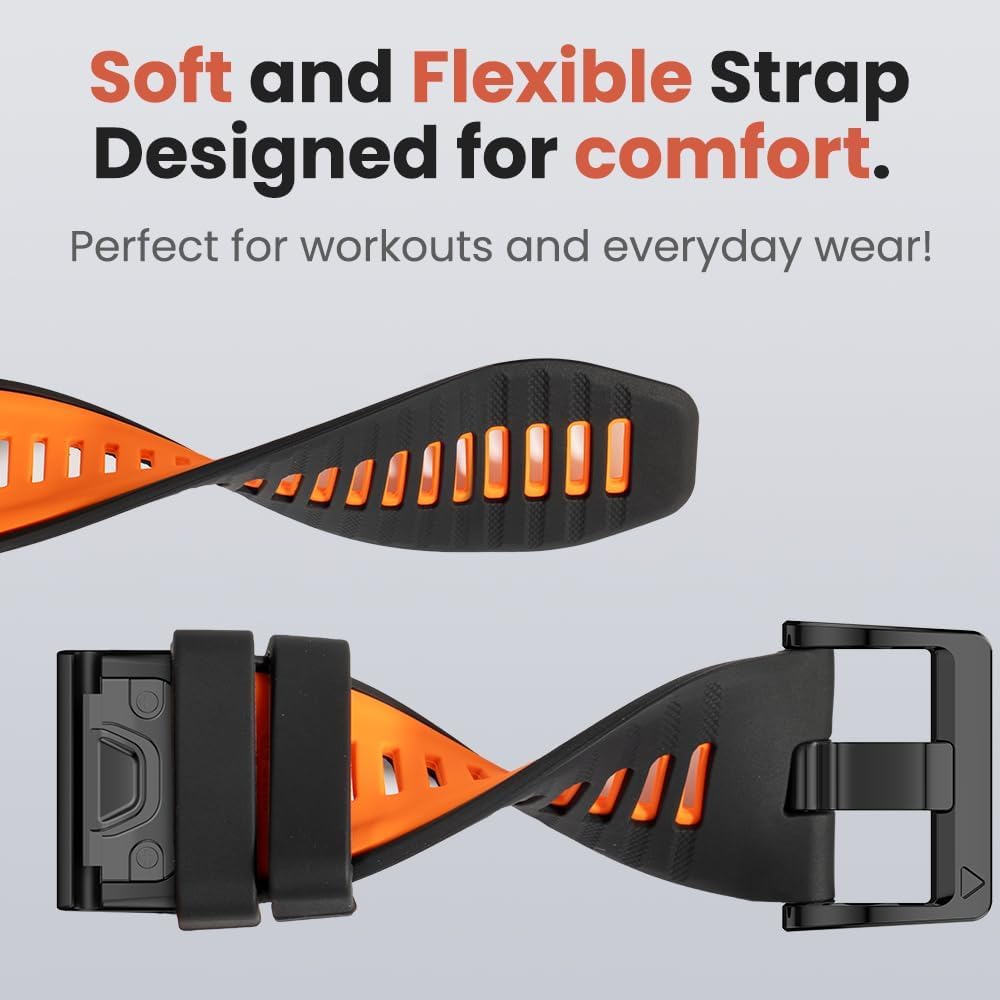 BANSO 26mm Quick Fit Nylon Watch Band for Garmin Fenix 8 51mm,Watch Band for Garmin Fenix 7x pro Sapphire Solar 26mm, for Garmin Fenix 7X/Fenix 6X/Fenix/5X/Fenix 3/Fenix 3 HR - Image 3