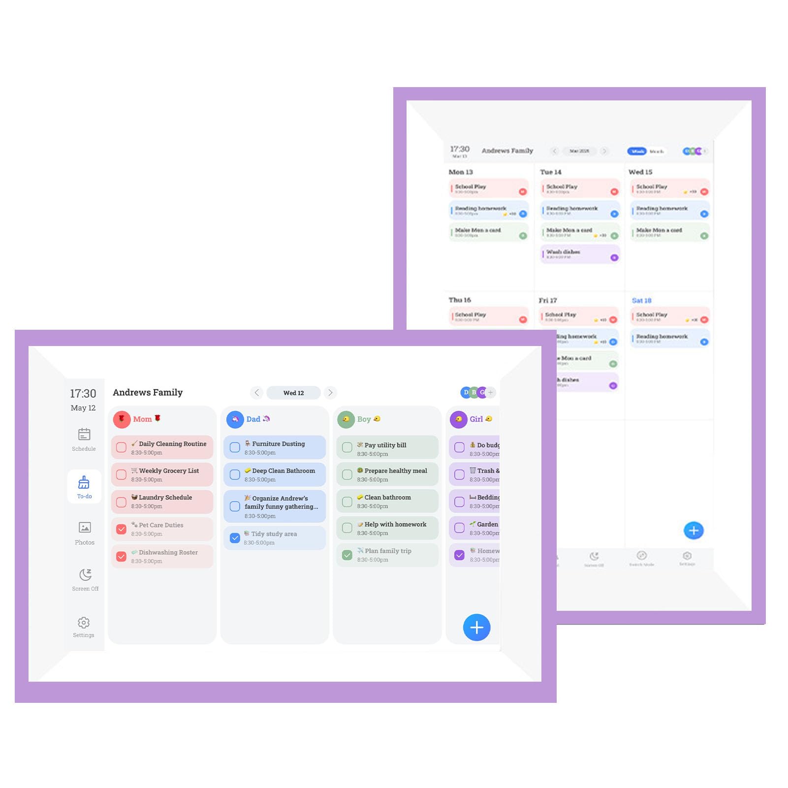 10,1 Zoll Intelligenter Digitaler Kalender, LCD-Touchscreen-Tischkalender, Digitaler Wandkalender, Aufgabentabelle, Familienplaner für Wand- und Schreibtischmontage,