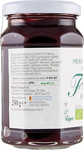 Miniatura 2 de Rigoni di Asiago Fiordifrutta Organic Fruit Spread, bayas silvestres, 8.82 onzas (paquete de 6)