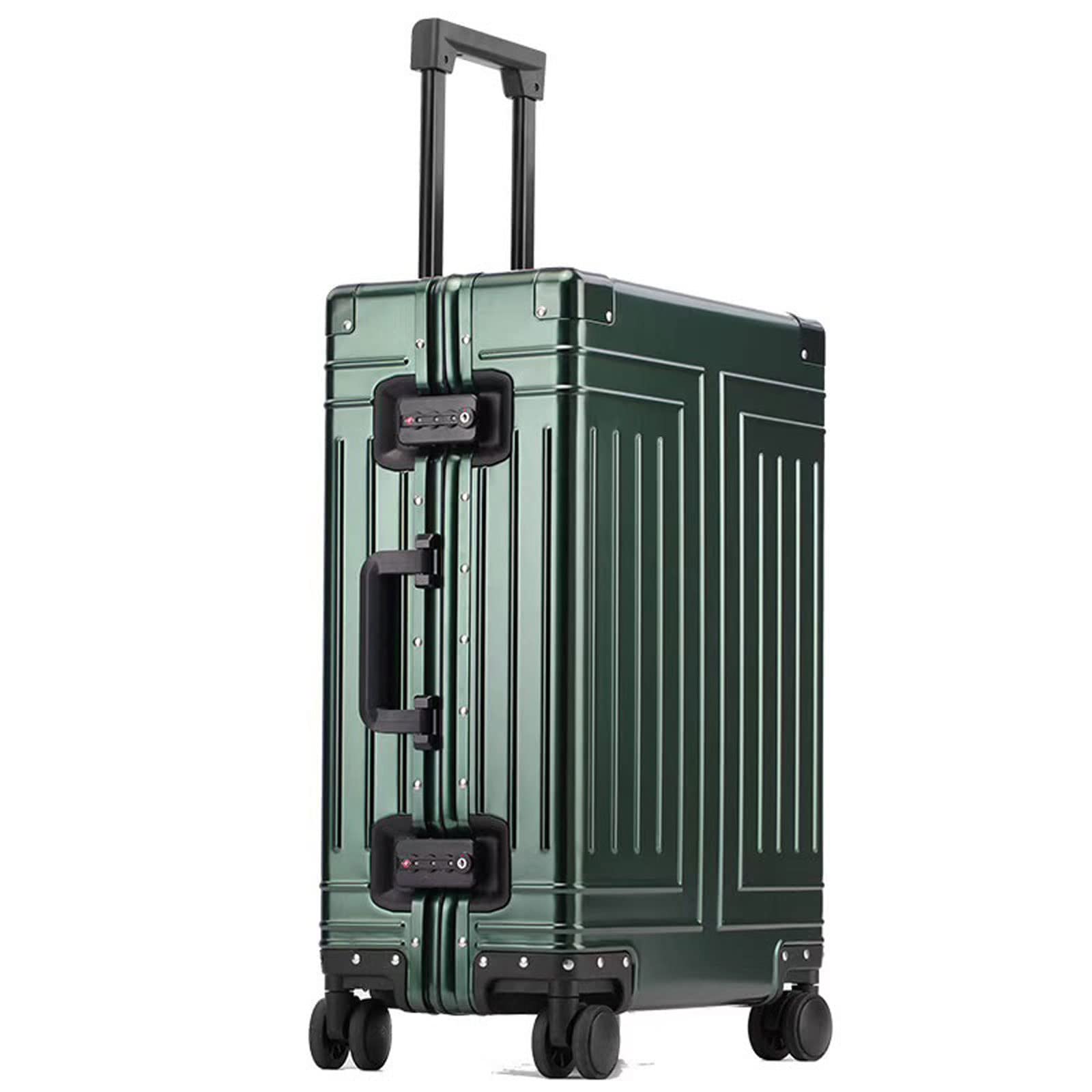 Estuche Rígido Equipaje All-Aluminum-Magnesium Alloy Trolley Case Universal Wheel Maleta Grande Male and Female Password Box 20 Inch 28 Box Maleta (Color : Green, Size : 24")
