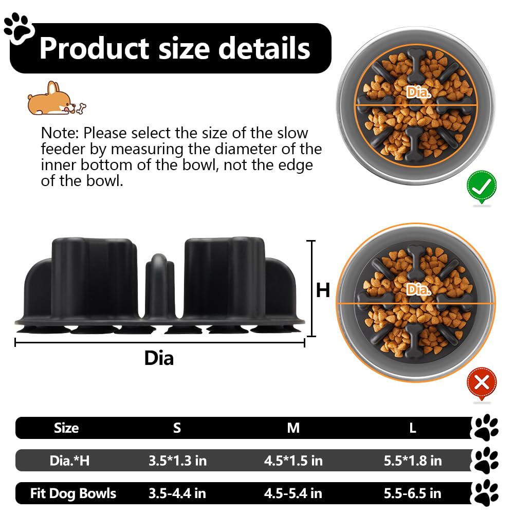 Animire Silicone Slow Feeder Insert For Dog Bowls - Anti-Choking Puzzle Mat To Slow Down Fast Eaters