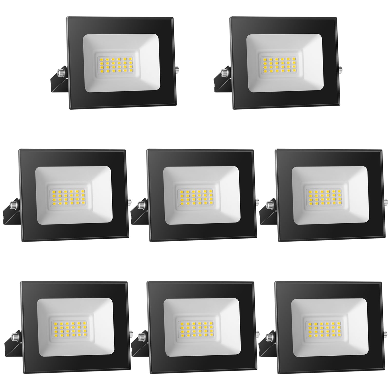 loyal LED Spotlight 12 V DC, 20 W Superhell LED Floodlight IP65 Waterproof, 3000 K Warm White LED Outdoor Wall Light, 2000 LM LED Floodlight Ideal for Garden, Yard, Patio, Garage, 8-Piece