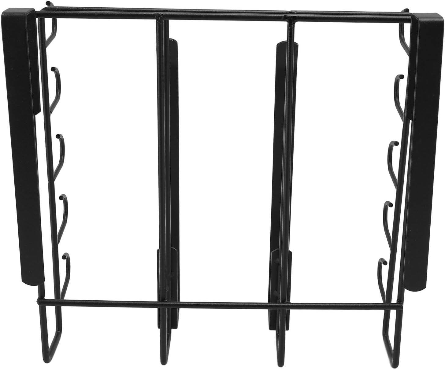 Under Cabinet Hanging Shelf, Stainless Steel Storage Rack with Multiple Hooks, 26.5x25x3cm - Strong Load Bearing, Easy Installation, Versatile Kitchen and Home Organizer (Black)