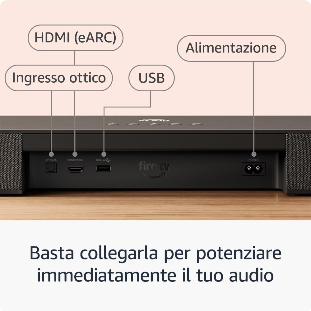 Ti presentiamo Fire TV Soundbar Plus di Amazon, 3.1 canali, design tutto-in-uno, Dolby Atmos, DTS:X, dialoghi nitidi