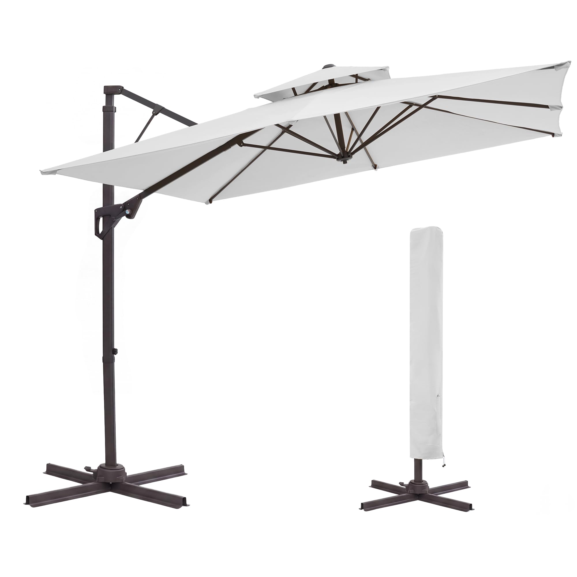 JEAREY 10x10 ft 2-Tier Cantilever Patio Umbrella, Outdoor Offset Umbrella