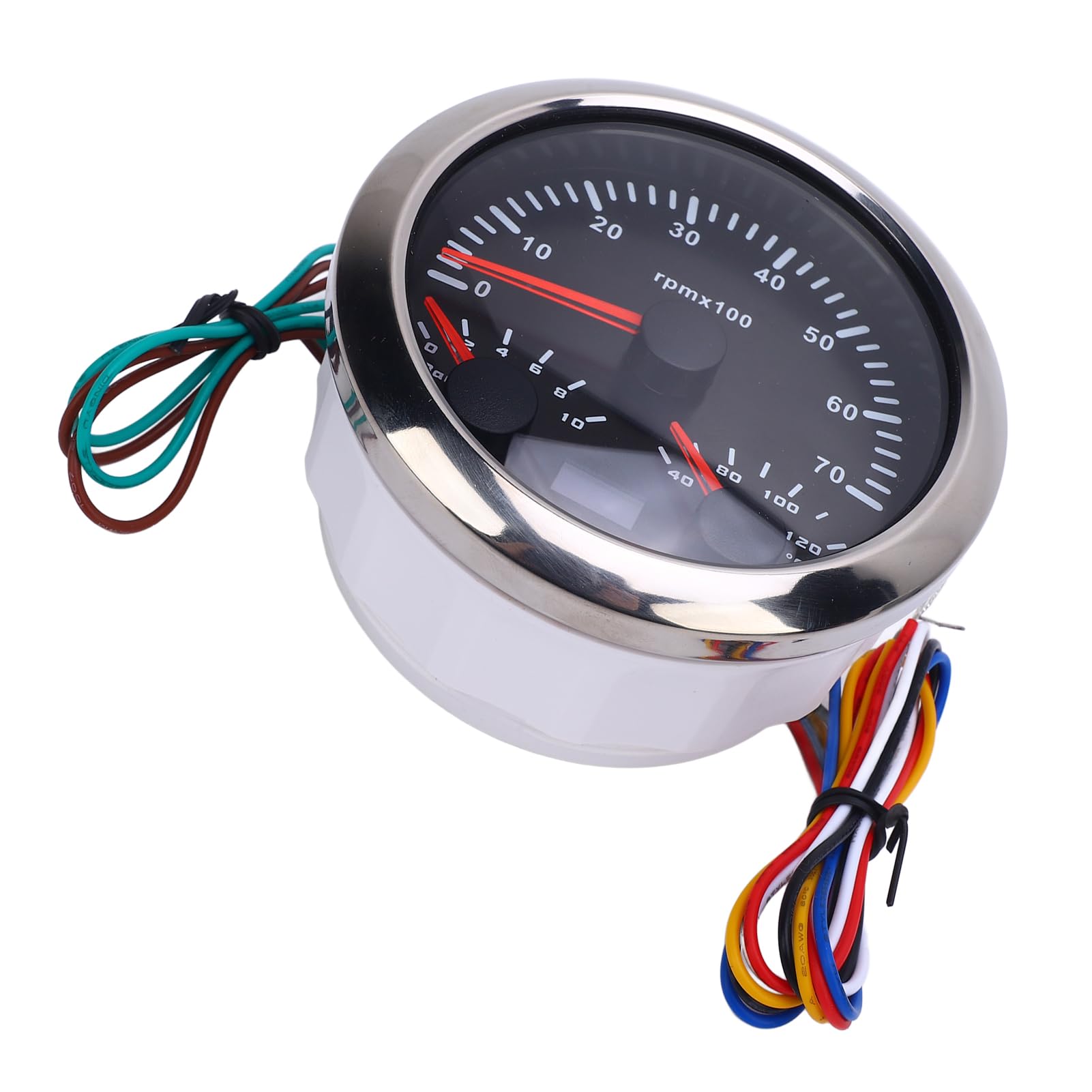 Medidor de tacómetro Torvex, medidor de RPM 3 en 1 de 85 mm con medidor de temperatura de agua y presión de aceite 7000 RPM DC 9-32 V para camión, tractor y coche (Esfera negra y bisel plateado