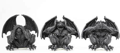 Figura de estatua de gárgola de 4.25 pulgadas See Hear No Evil Shelf Sitters