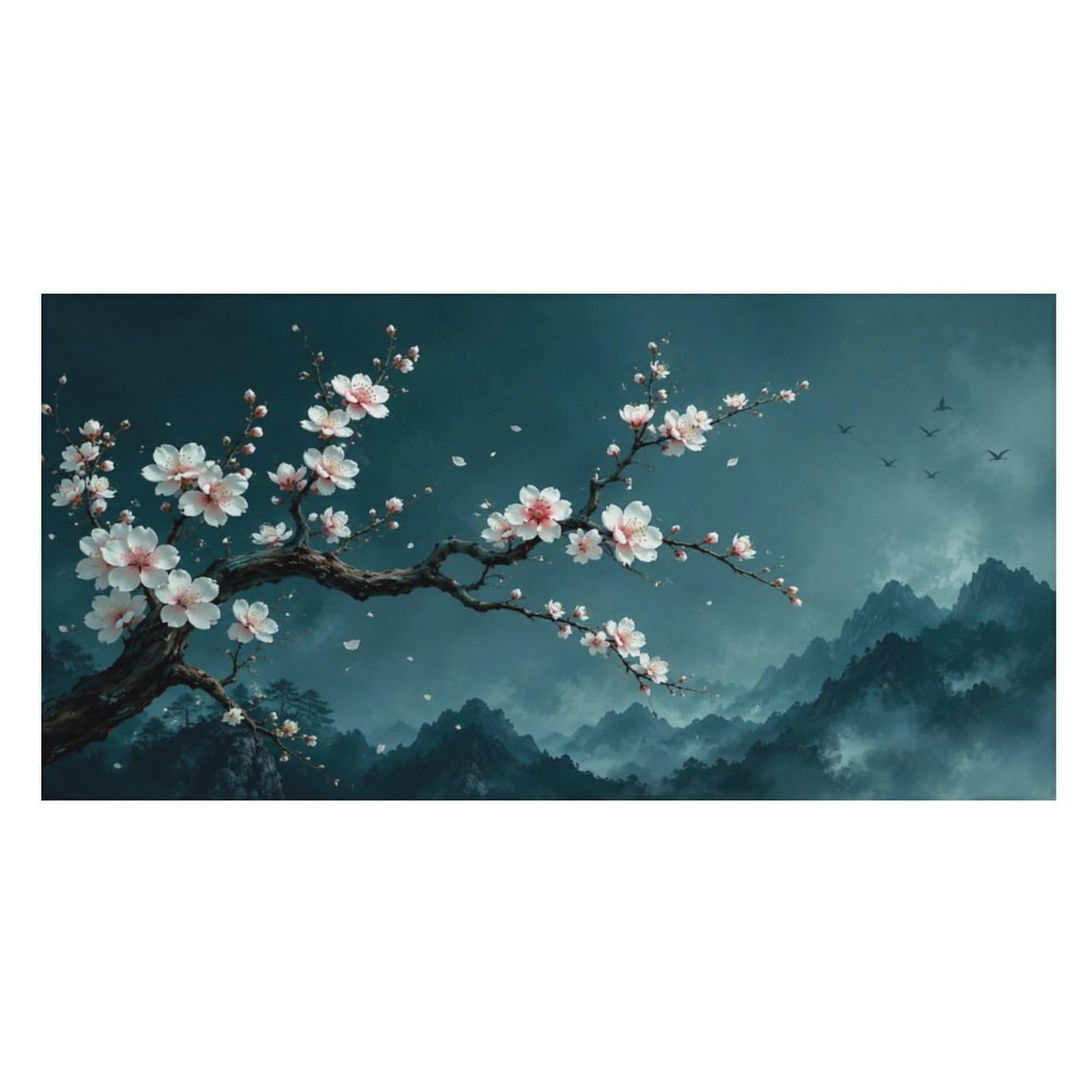 Anceky Cherry Blossom Branch Mountain Landscape Oversized Beach Towel Quick Dry Sand Free Microfiber Travel Towel Lightweight Multi Purpose Beach Blanket Pool Gym Bath Towel 63x31 in