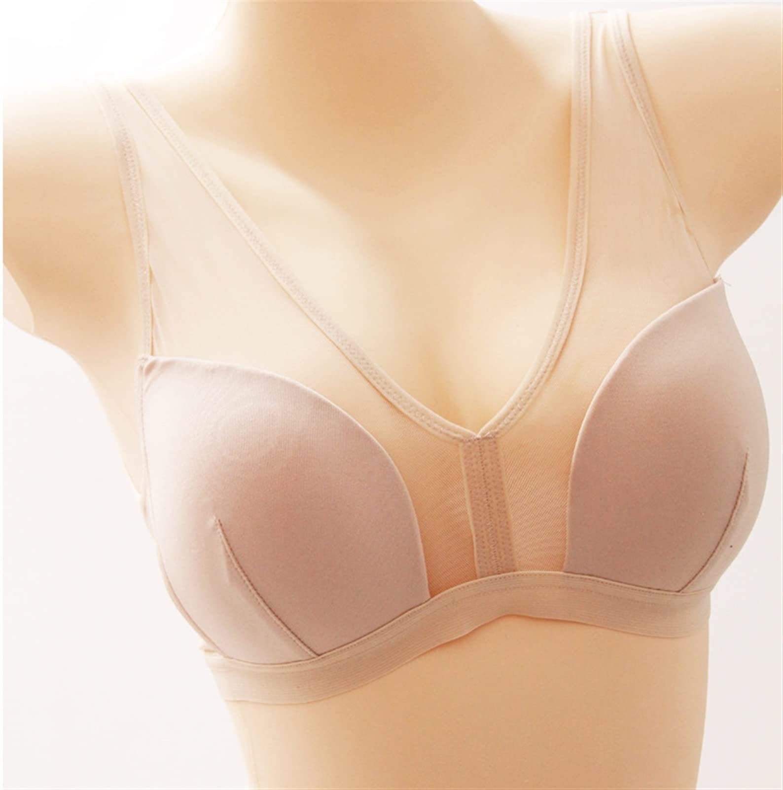 Top Corto Estivo Lingerie per Donna Reggiseni Senza Fili in Seta di gelso Trasparente con Spalline Larghe Bralette