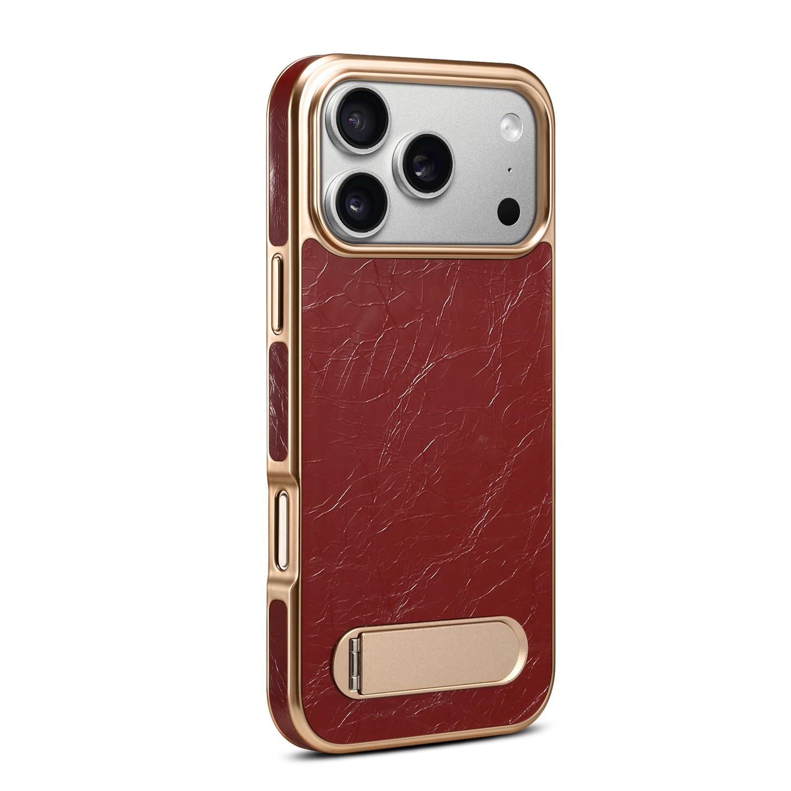 Coque rigide iPhone 14 Pro Max cuir rouge antichoc avec support vidéo