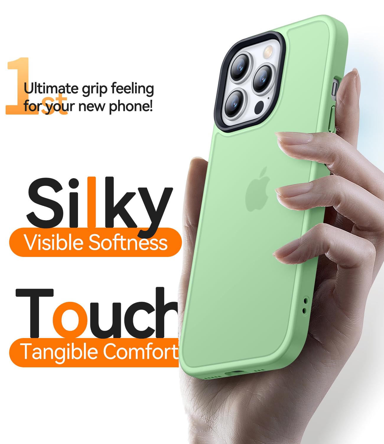 CANSHN Cover Opaca per iPhone 14 Pro(6,1 Pollici), Custodia Traslucida Opaca Protettiva Sottile Antiurto - Verde Chiaro