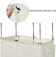 Vista 7 de WOWLIVE 140L Cesta de lavandería doble con tapa y bolsas de lavandería extraíbles, cesta grande para ropa sucia de 2 secciones, cesta plegable