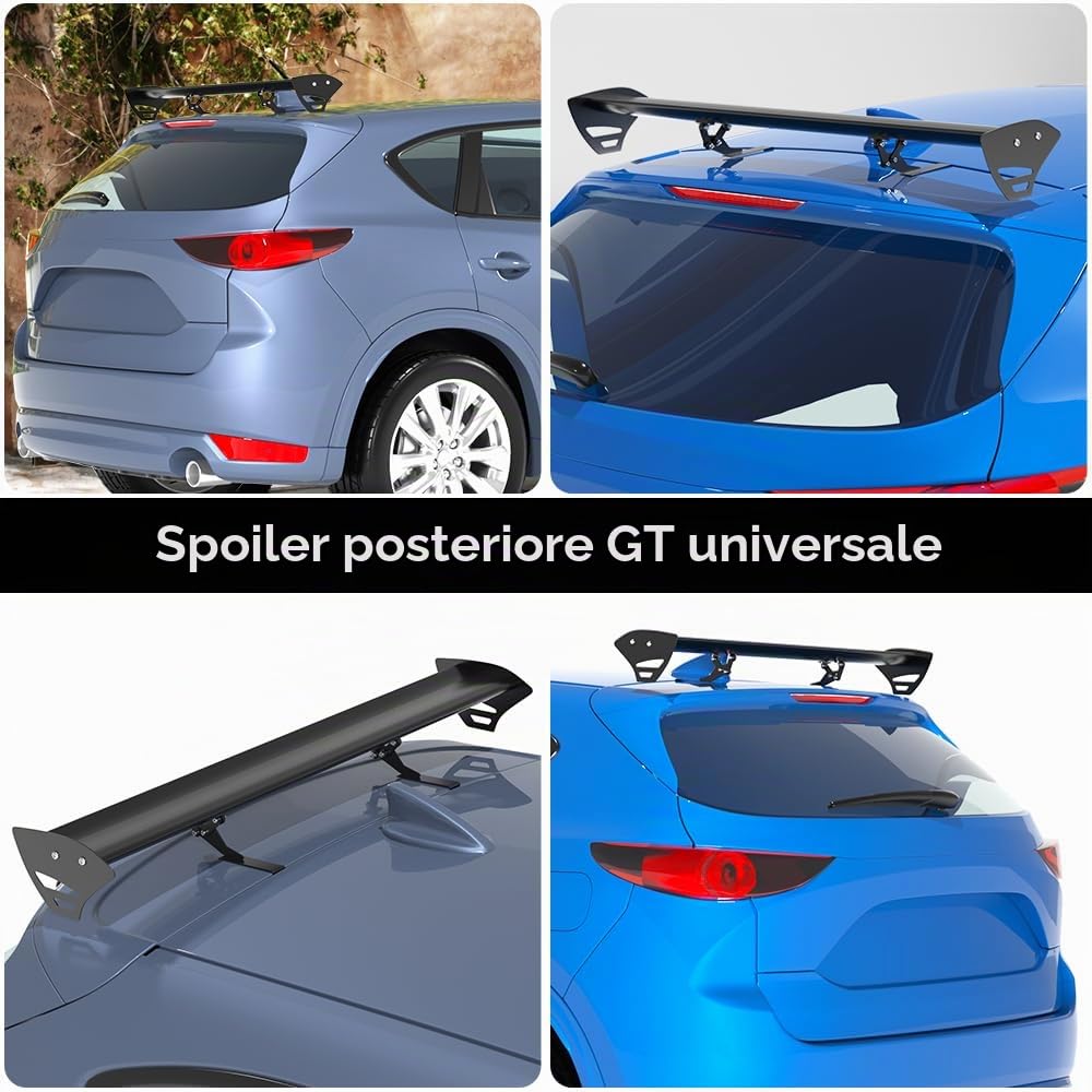 Alettone spoiler posteriore per auto con viti, per berline, universale, regolabile, in alluminio, diffusore, per bagagliaio posteriore