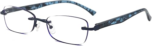 Miniatura 9 de Anteojos de lectura sin montura para mujer, sin marco, ligeros, para computadora con bisagras de resorte/bordes tintados Púrpura,Tono