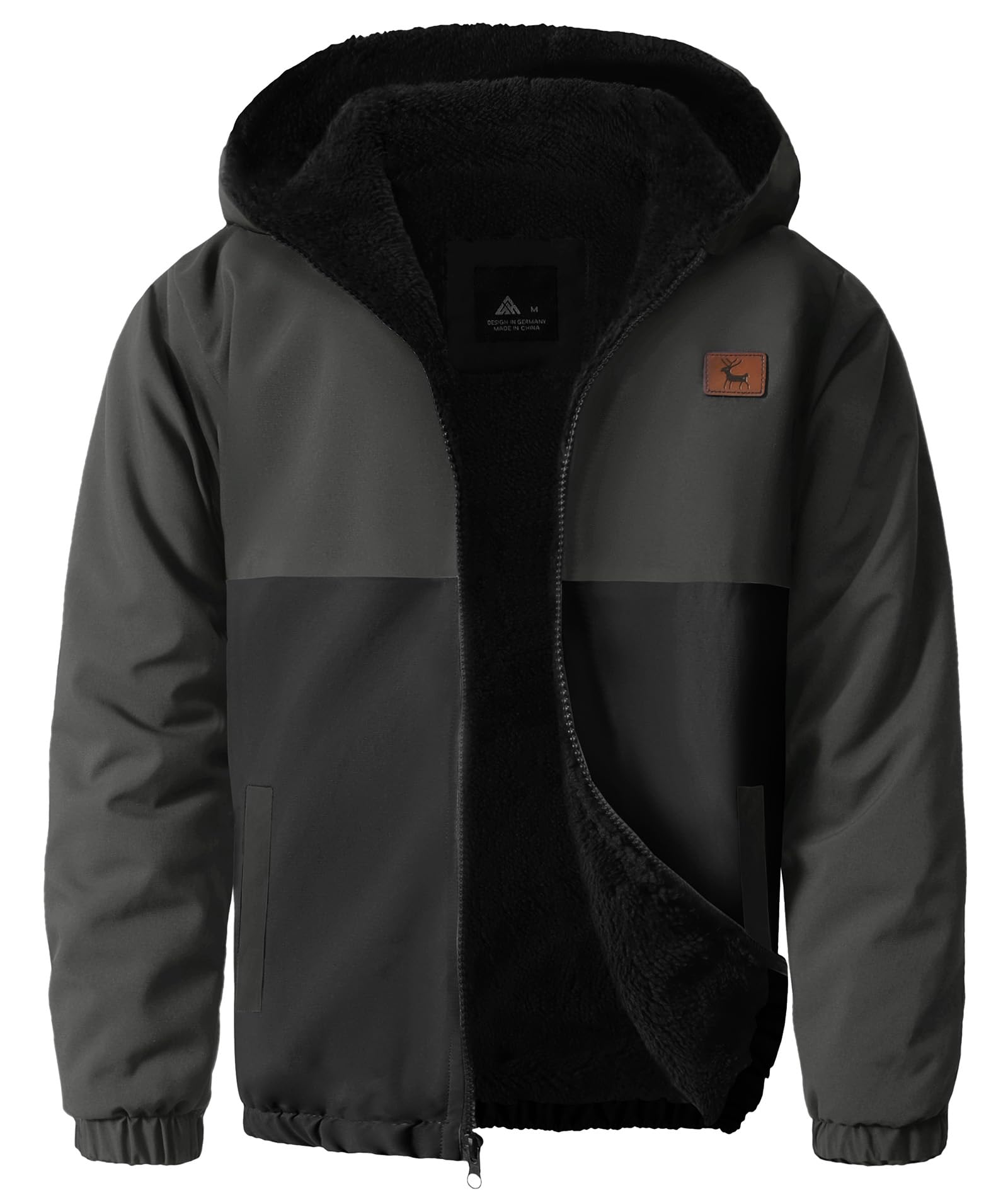 ZITY Boys Fleece Jacket Sherpa Lined Zip Up Hoodie